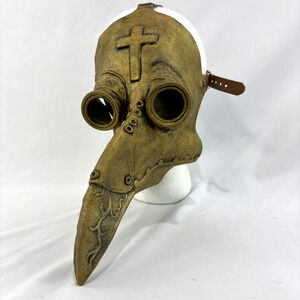Long Nose Plague Doctor Full Face Mask Steampunk Halloween Costume Gold